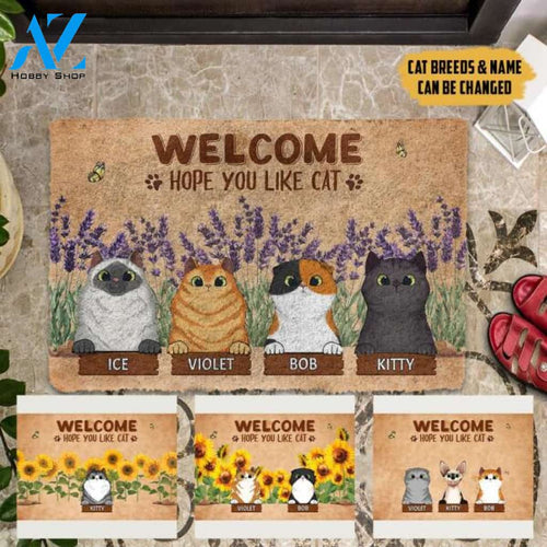 Welcome Hope You Like Cats Personalized Doormat