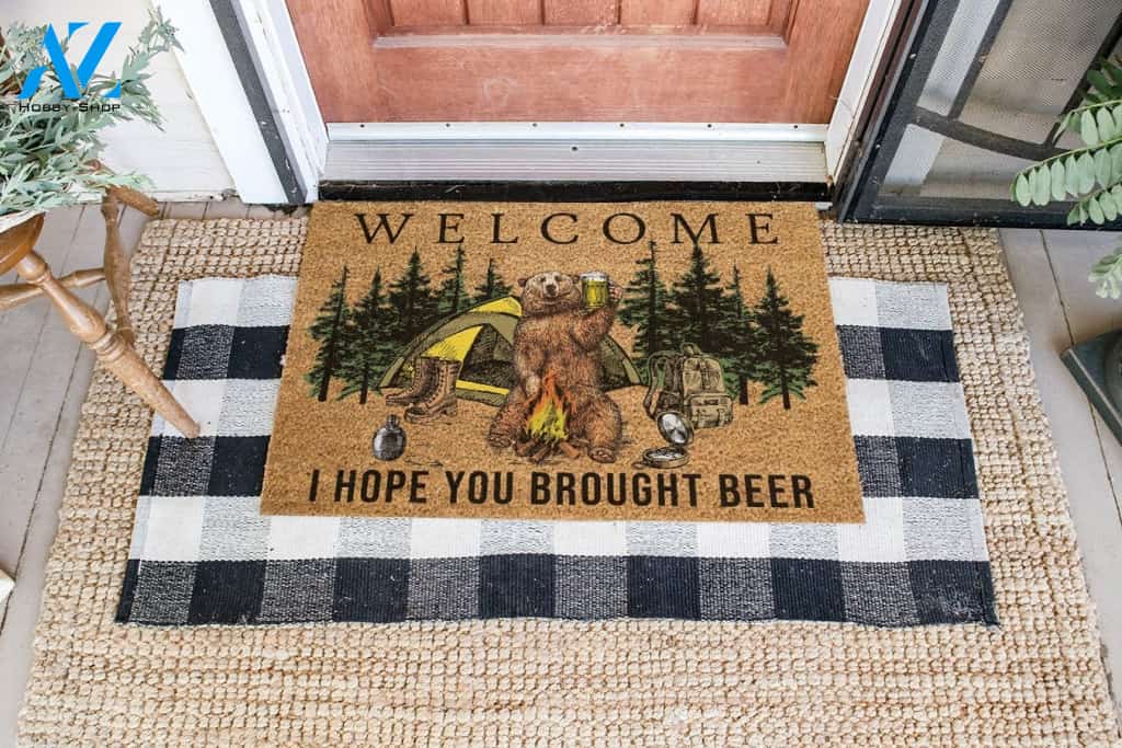 Welcome-I Hope You Brought Beer - Bear Doormat | Welcome Mat | House Warming Gift | Christmas Gift Decor