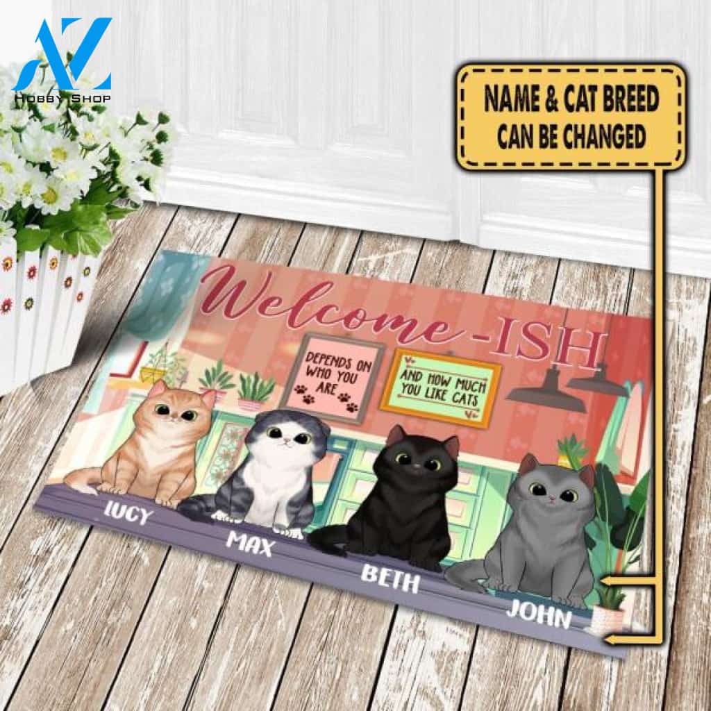 Welcome-ish Cat - Personalized Doormat