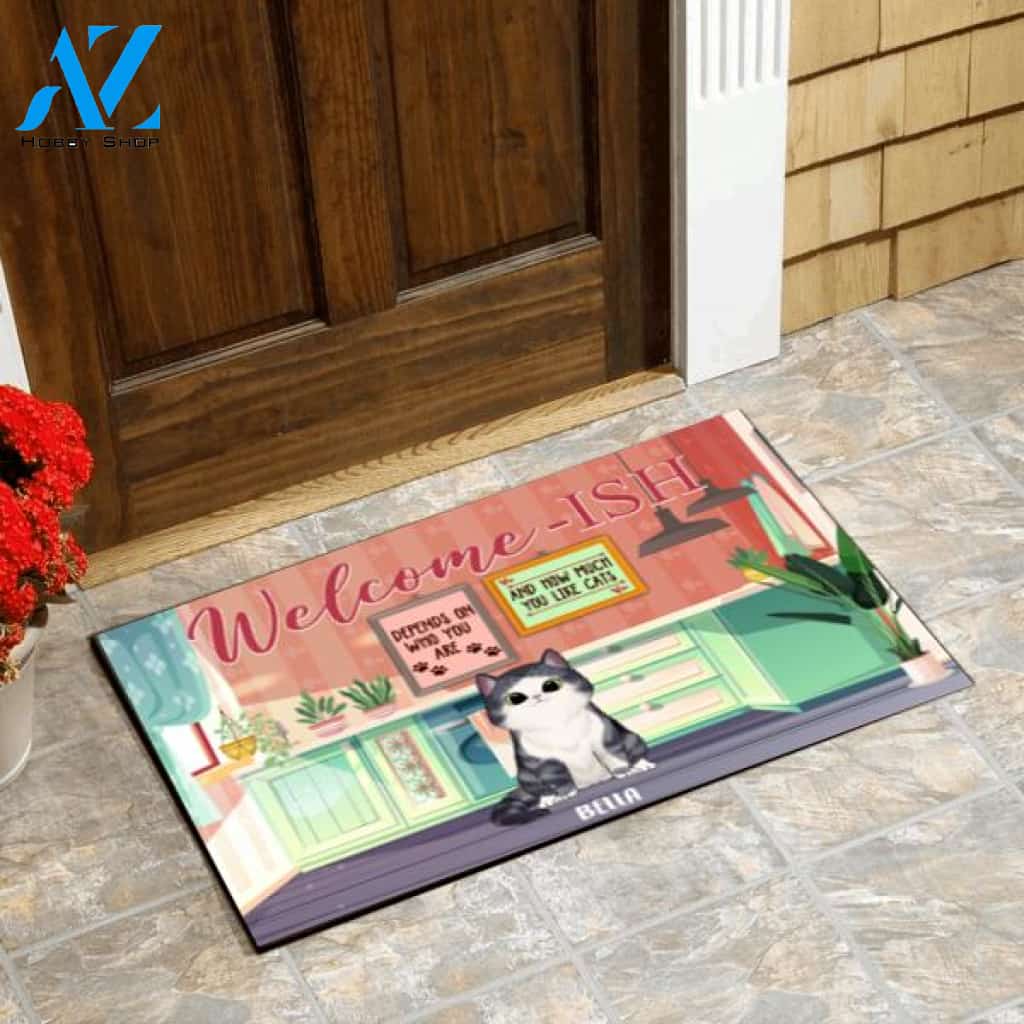 Welcome-ish Cat - Personalized Doormat
