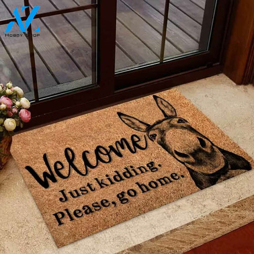 Welcome Just Kidding – Farmer Easy Clean Welcome DoorMat | Felt And Rubber | 40x60 cm | 45x75 cm | 60x90 cm | Colorful | DO1244