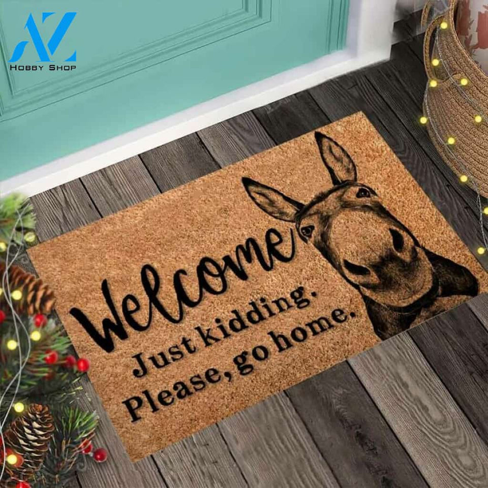 Welcome Just Kidding – Farmer Easy Clean Welcome DoorMat | Felt And Rubber | 40x60 cm | 45x75 cm | 60x90 cm | Colorful | DO1244