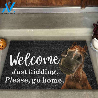 Welcome Just Kidding - Horse Doormat