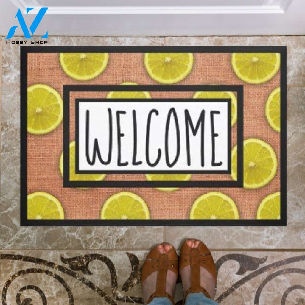 Welcome Lemon Slices Doormat Welcome Mat Housewarming Gift Home Decor Funny Doormat Gift Idea For Lemon Lovers Gift For Friend Gift For Family