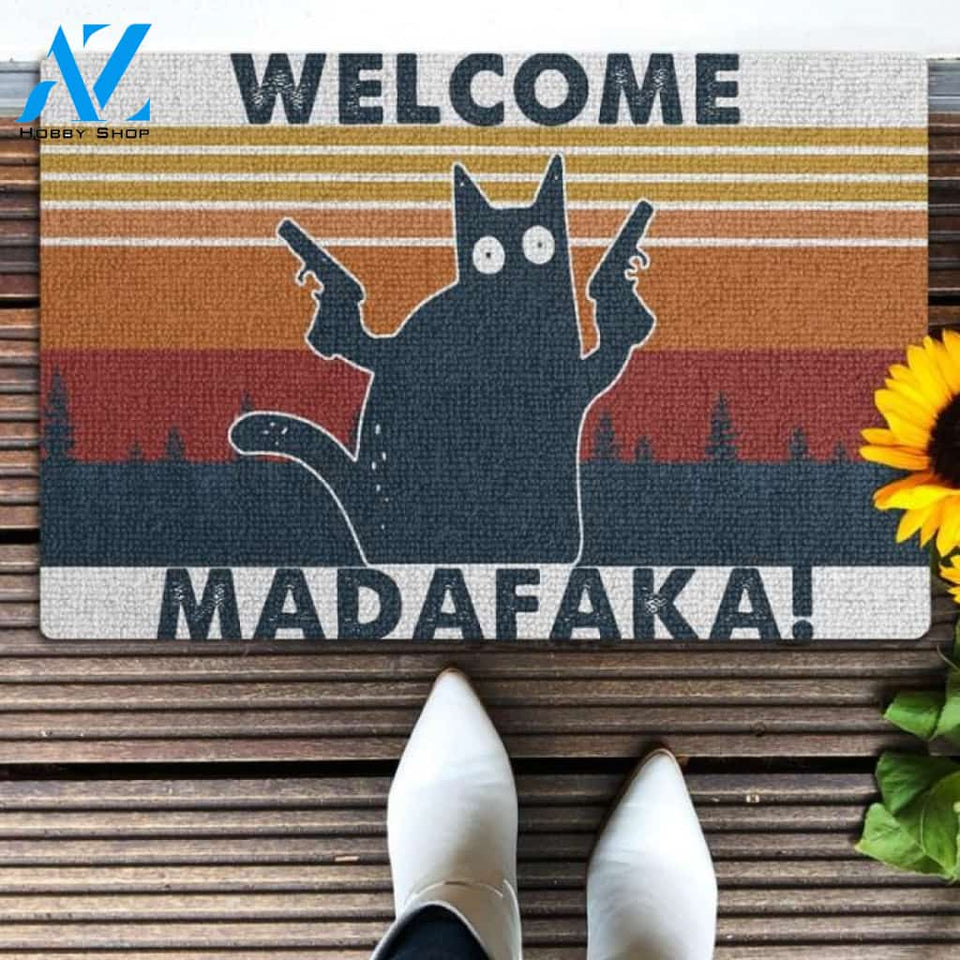 Welcome madafaka Cat Funny Doormat | Welcome Mat | House Warming Gift