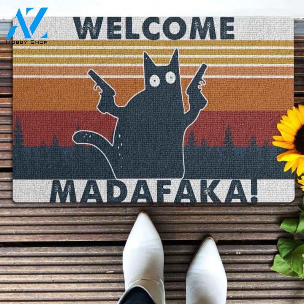 Welcome madafaka Cat Funny Doormat | Welcome Mat | House Warming Gift