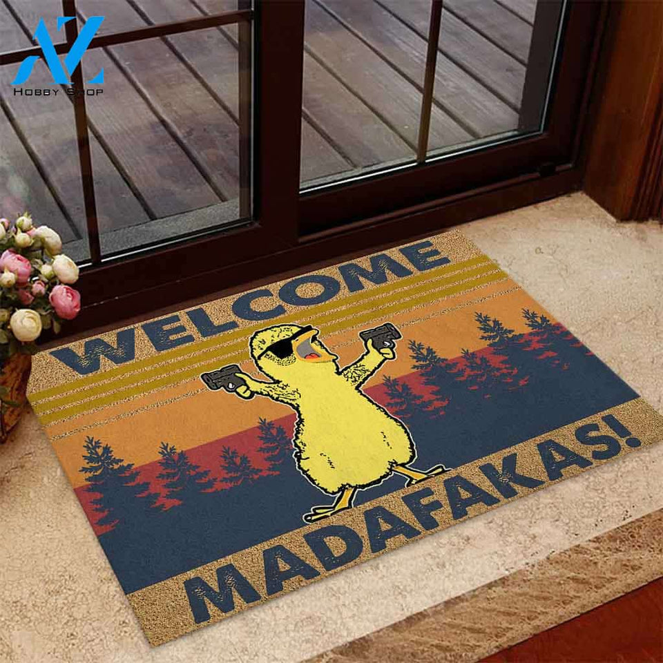 Welcome Madafakas – Chicken Easy Clean Welcome DoorMat | Felt And Rubber | 40x60 cm | 45x75 cm | 60x90 cm | Colorful | DO1238