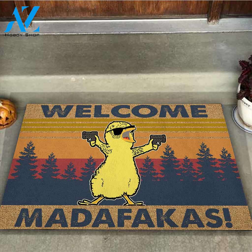 Welcome Madafakas – Chicken Easy Clean Welcome DoorMat | Felt And Rubber | 40x60 cm | 45x75 cm | 60x90 cm | Colorful | DO1238