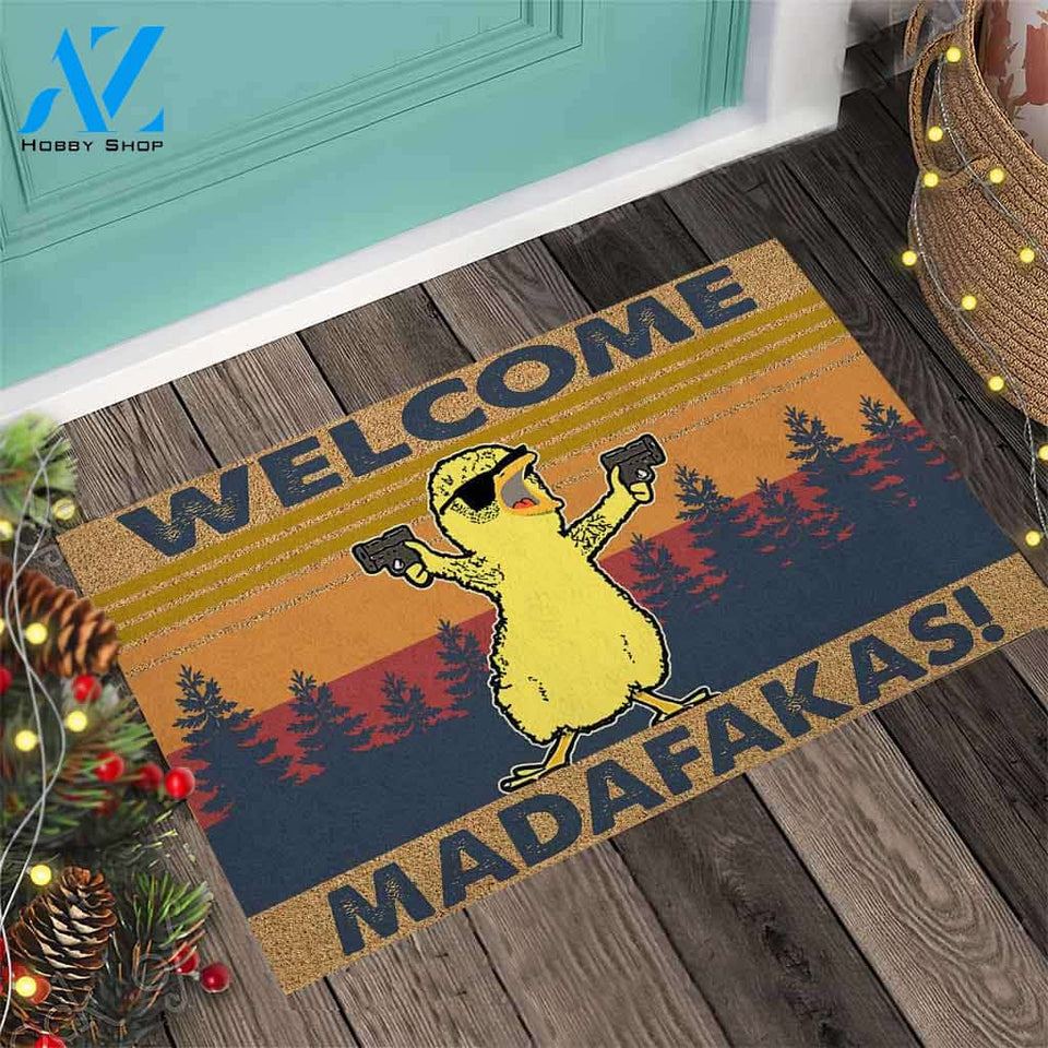 Welcome Madafakas – Chicken Easy Clean Welcome DoorMat | Felt And Rubber | 40x60 cm | 45x75 cm | 60x90 cm | Colorful | DO1238
