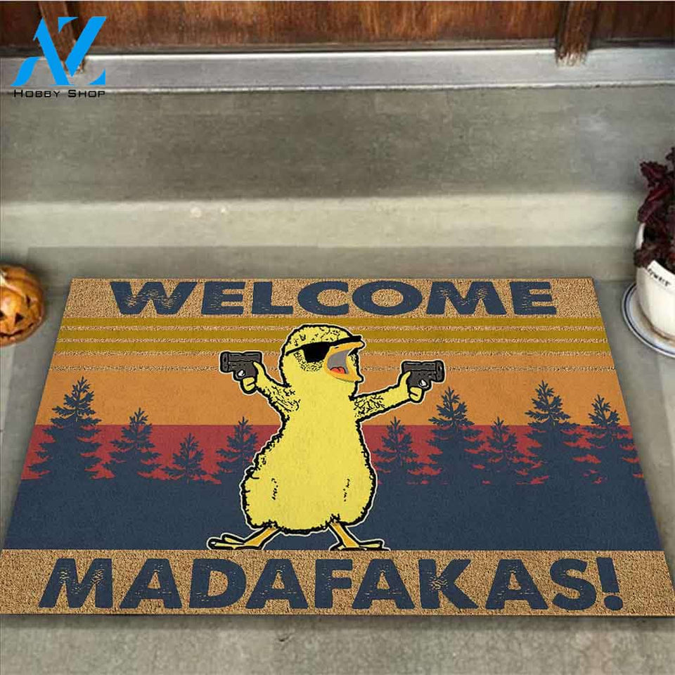 Welcome Madafakas - Chicken Coir Pattern Print Doormat