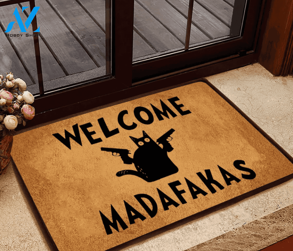 Welcome Madafakas Doormat, Cat Lover Gift, Gift For Friend Family Birthday Gift Home Decor Warm House Gift Welcome Mat