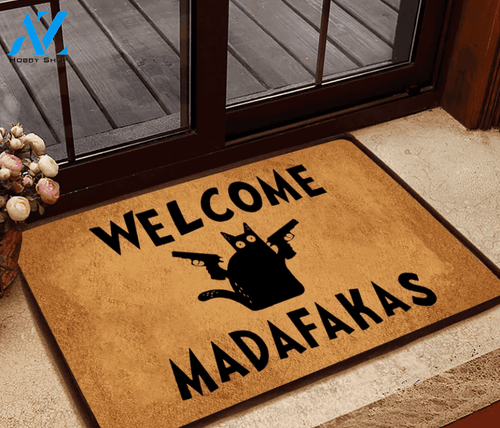 Welcome Madafakas Doormat, Cat Lover Gift, Gift For Friend Family Birthday Gift Home Decor Warm House Gift Welcome Mat