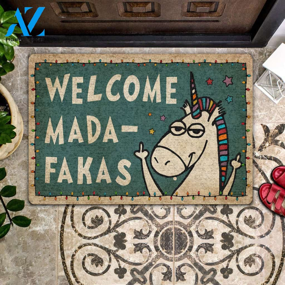 Welcome Madafakas - Unicorn Doormat | Welcome Mat | House Warming Gift | Christmas Gift Decor