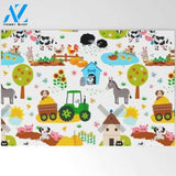 Welcome Mat | Cute Barnyard Farm Animals Pattern by Sam Ann Designs