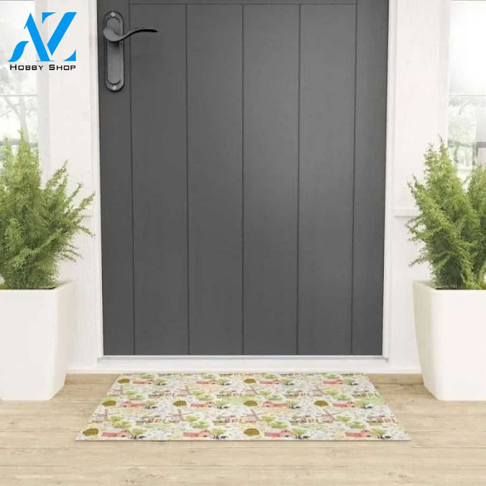 Welcome Mat | Farm Animal Friends On White by Bear & Mouse - Cute4kids