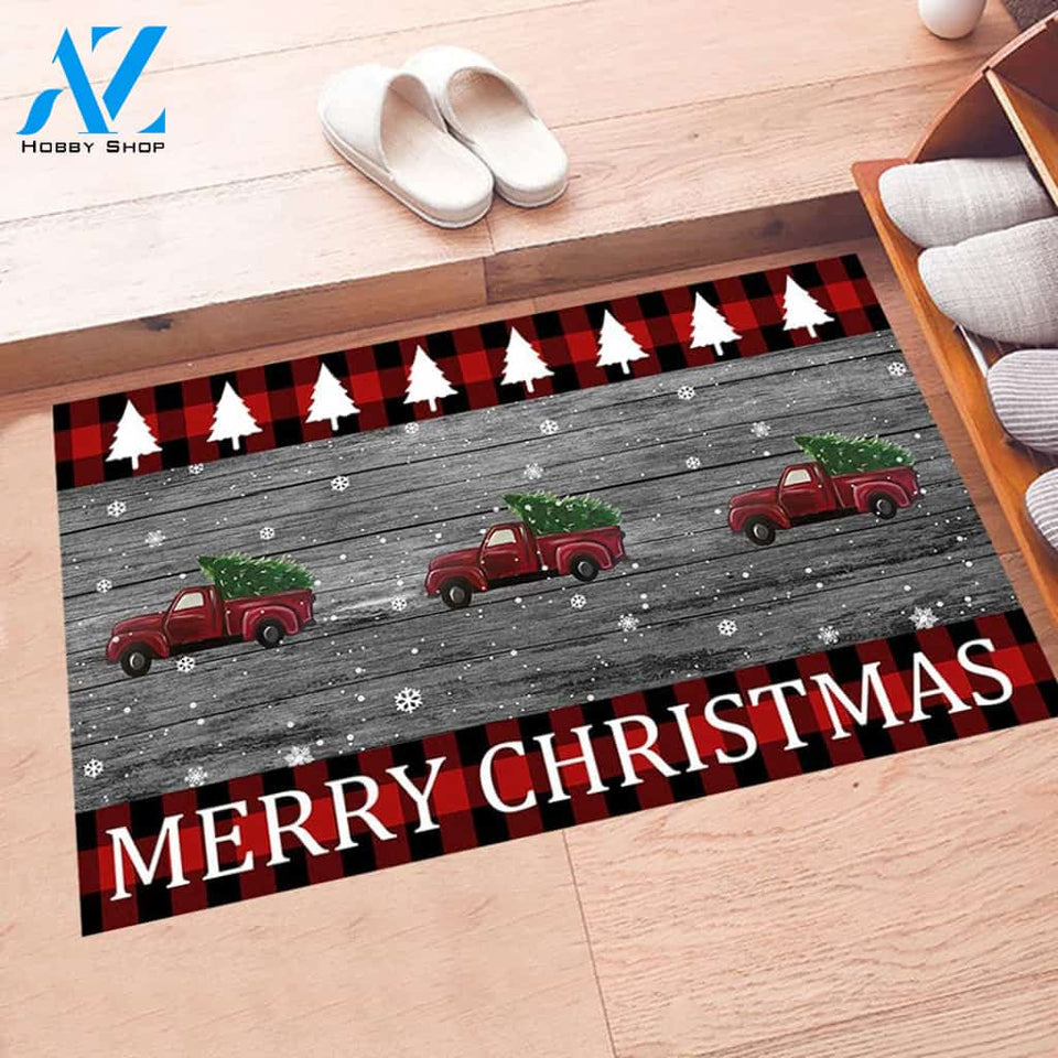 Welcome Mat Farm Truck with Christmas Tree Decorative Doormat Indoor And Outdoor Mat Entrance Rug Sweet Home Decor Housewarming Gift Gift Friend Family Christmas Holiday