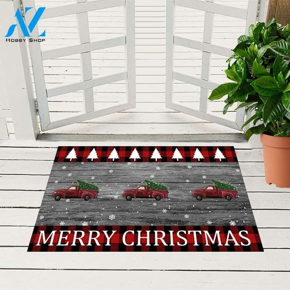 Welcome Mat Farm Truck with Christmas Tree Decorative Doormat Indoor And Outdoor Mat Entrance Rug Sweet Home Decor Housewarming Gift Gift Friend Family Christmas Holiday