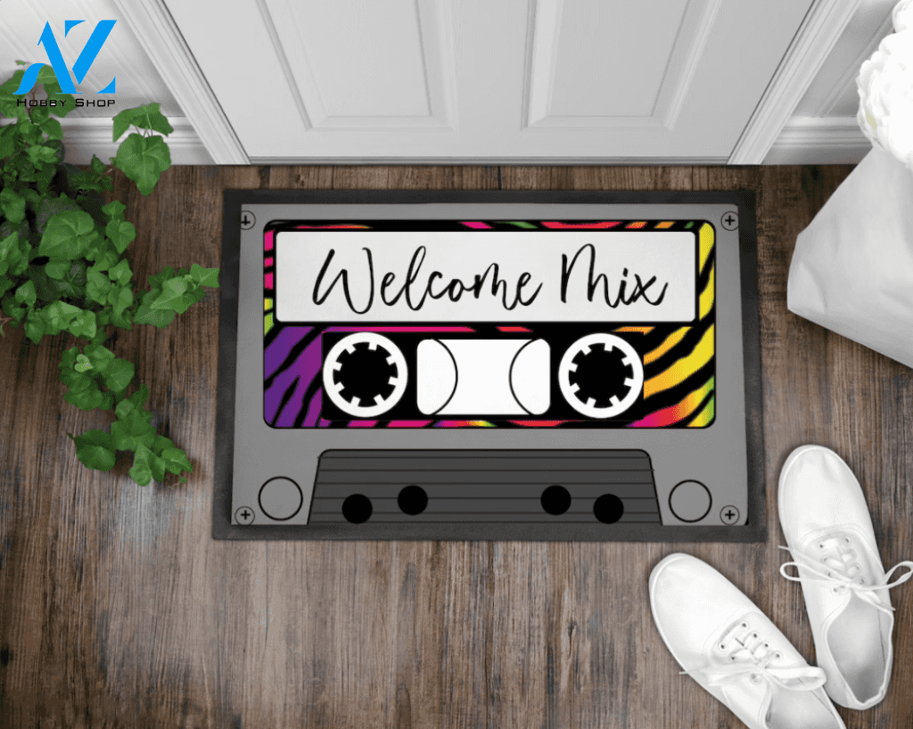 Personalized Name Family House Welcome Mix Coloful Doormat,Cassette Doormat Gift For Family And Friend Doormats Inhouse Doormats Home Decor Housewarming Gift