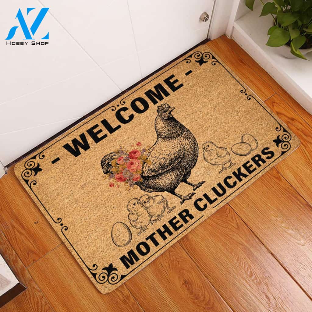 Welcome Mother Cluckers All Over Printing Doormat | Welcome Mat | House Warming Gift