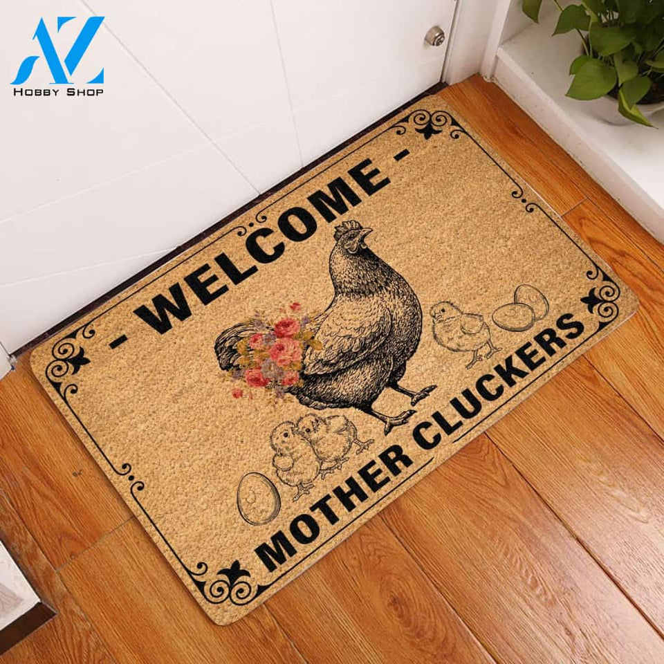 Welcome Mother Cluckers - Chicken DoormatWelcome Mat House Warming Gift Home Decor Gift for Chicken Lovers Funny Doormat Gift Idea