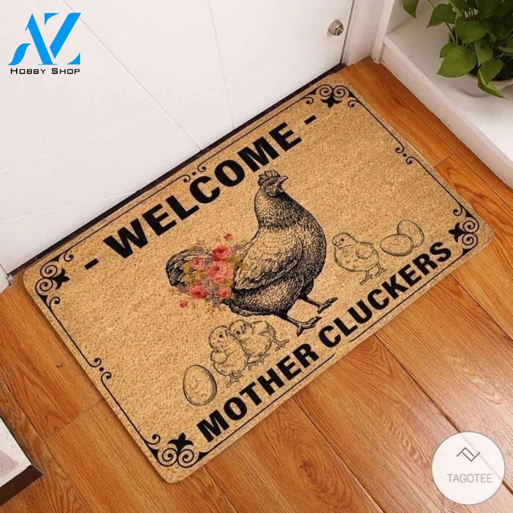 Welcome Mother Cluckers Chicken Doormat