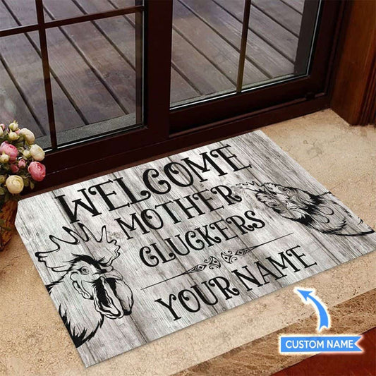 Welcome Mother Cluckers Personalized Custom Name Doormat Welcome Mat