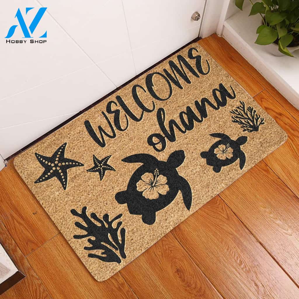 Welcome Ohana - Turtle Doormat Welcome Mat House Warming Gift Home Decor Funny Doormat Gift Idea