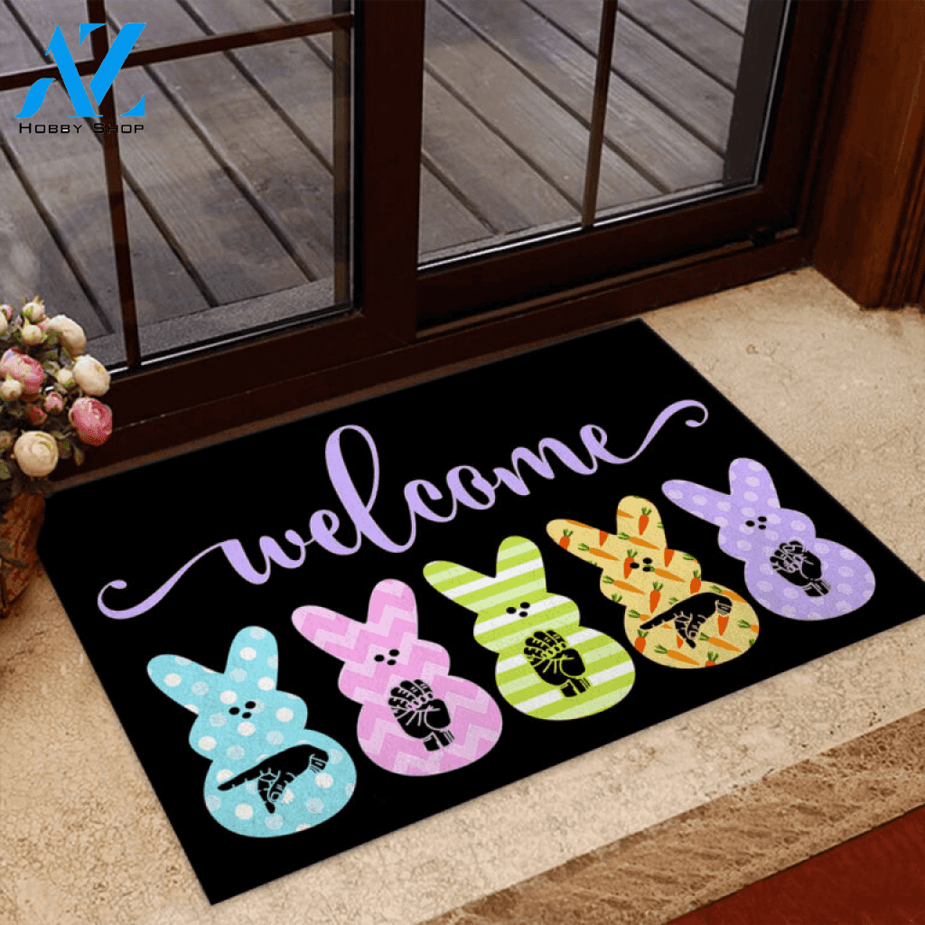 Welcome Peeps American Sign Language Doormat | Welcome Mat | House Warming Gift