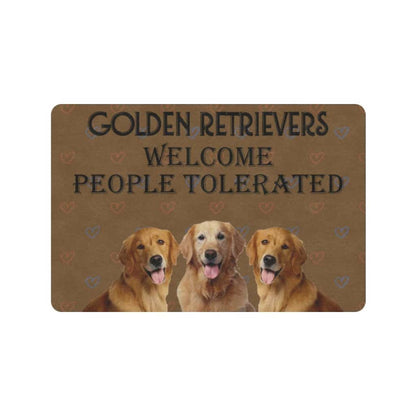 Welcome People Tolerated Golden Retriever Dogs Lover Doormat Welcome Mat