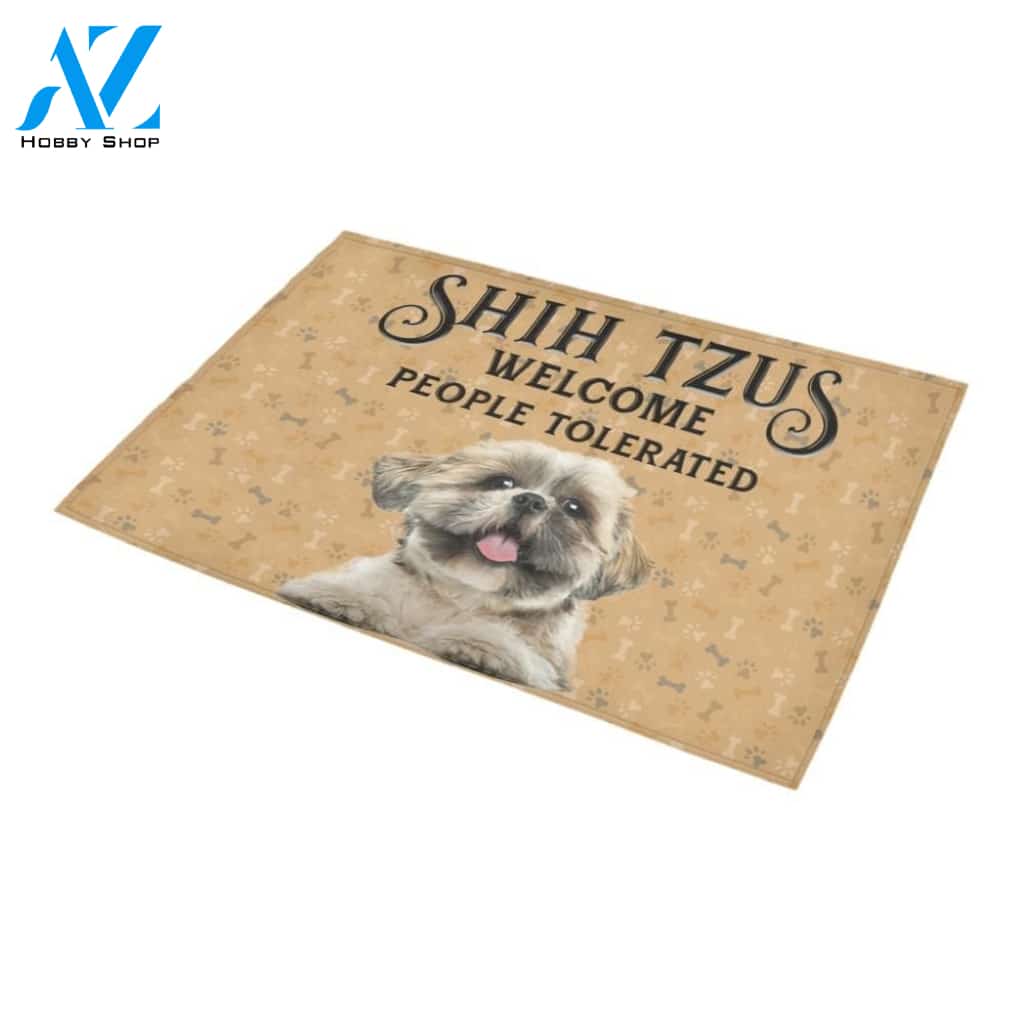 Welcome People Tolerated Shih Tzu Printed Doormat Home Decor