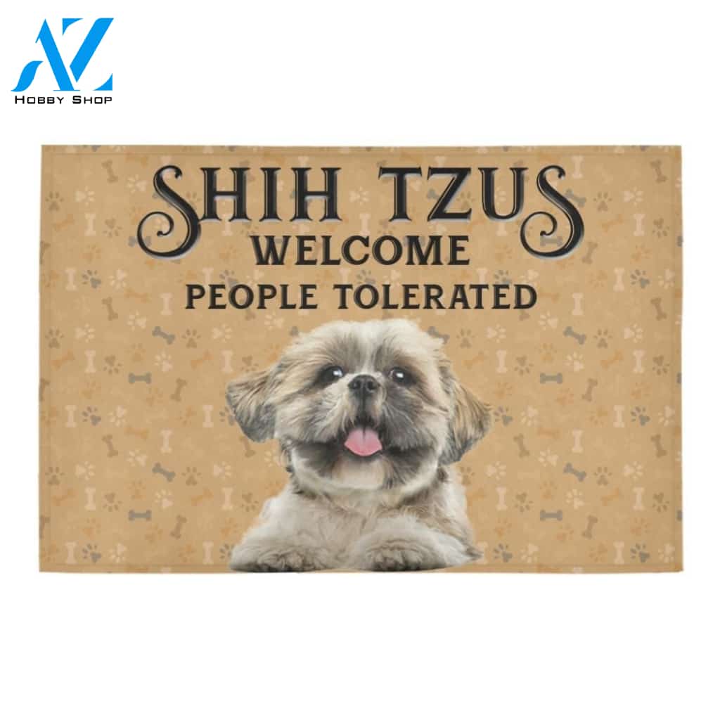 Welcome People Tolerated Shih Tzu Printed Doormat Home Decor