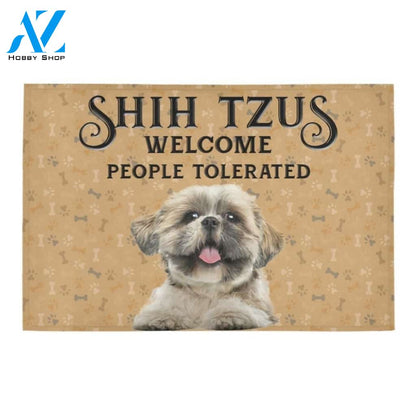 Welcome People Tolerated Shih Tzu Printed Doormat Home Decor