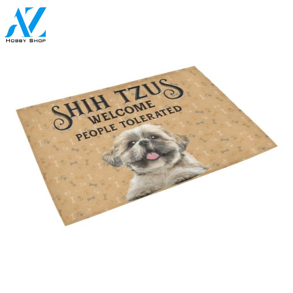 Welcome People Tolerated Shih Tzu Printed Doormat Home Decor