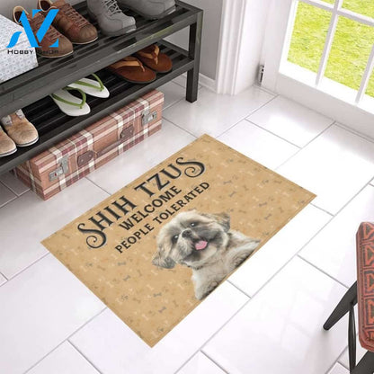 Welcome People Tolerated Shih Tzu Printed Doormat Home Decor