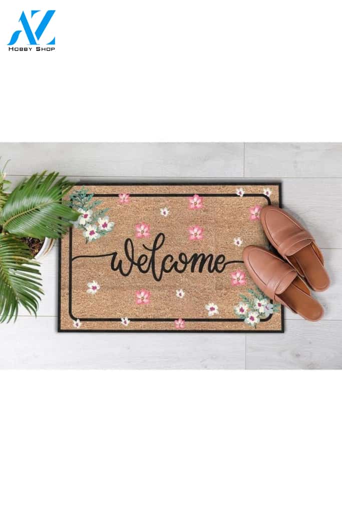 Welcome Pink Falling Flower Flower Doormat Indoor And Outdoor Mat Entrance Rug Sweet Home Decor Closing Gift Gift For Friend Family Birthday Floral Lovers Gift Idea