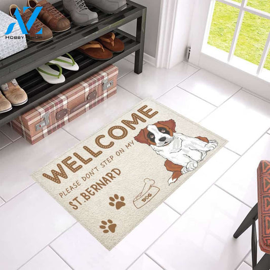 Welcome Please Don't Step On My St.Bernard Doormat Welcome Mat Housewarming Gift Home Decor Funny Doormat Gift Idea For Dog Lovers