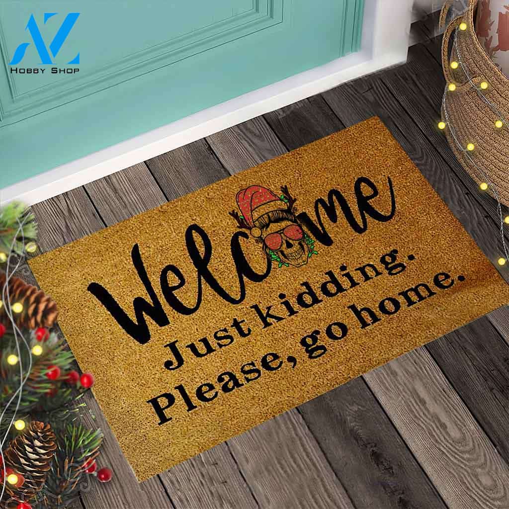 Welcome Please Go Home – Skull Easy Clean Welcome DoorMat | Felt And Rubber | 40x60 cm | 45x75 cm | 60x90 cm | Colorful | DO1235