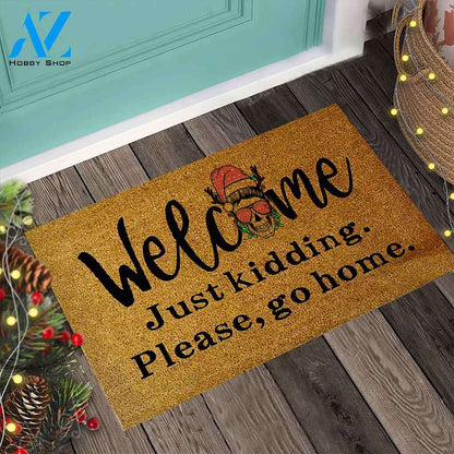 Welcome Please Go Home – Skull Easy Clean Welcome DoorMat | Felt And Rubber | 40x60 cm | 45x75 cm | 60x90 cm | Colorful | DO1235
