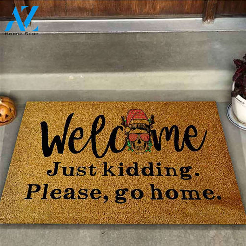 Welcome Please Go Home – Skull Easy Clean Welcome DoorMat | Felt And Rubber | 40x60 cm | 45x75 cm | 60x90 cm | Colorful | DO1235