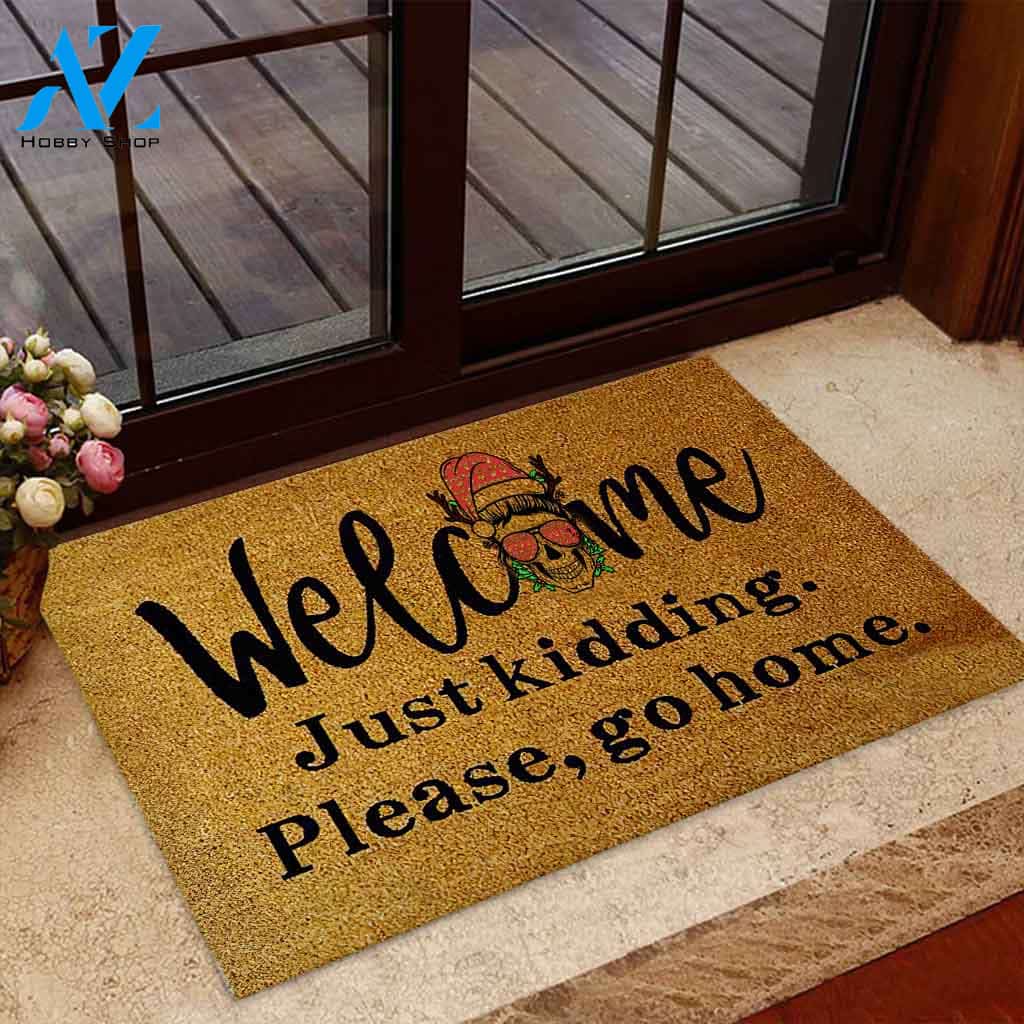 Welcome Please Go Home – Skull Easy Clean Welcome DoorMat | Felt And Rubber | 40x60 cm | 45x75 cm | 60x90 cm | Colorful | DO1235