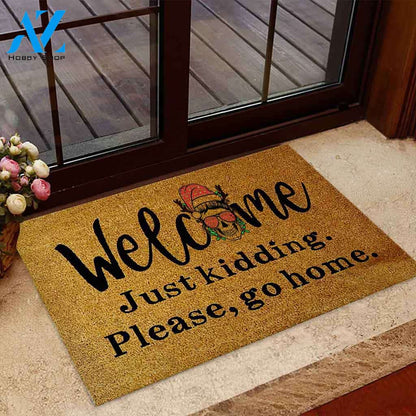Welcome Please Go Home – Skull Easy Clean Welcome DoorMat | Felt And Rubber | 40x60 cm | 45x75 cm | 60x90 cm | Colorful | DO1235