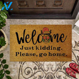 Welcome Please Go Home - Skull Coir Pattern Print Doormat