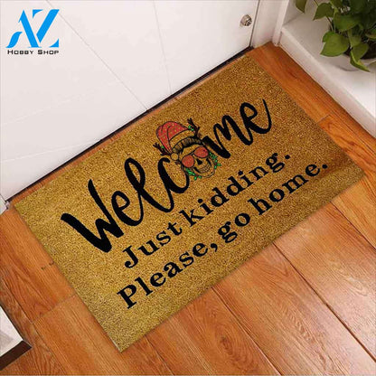 Welcome Please Go Home - Skull Coir Pattern Print Doormat