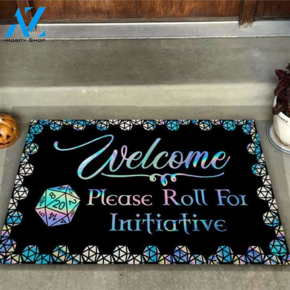 Welcome please roll for initiative D&D Doormat | Welcome Mat | House Warming Gift