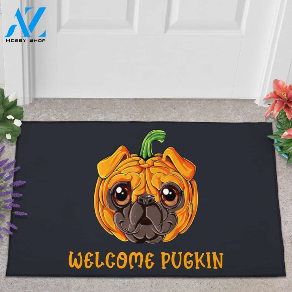 Welcome Pugkin Doormat Welcome Mat Housewarming Gift Home Decor Funny Doormat Gift For Dog Lovers Gift For Friend Gift For Halloween