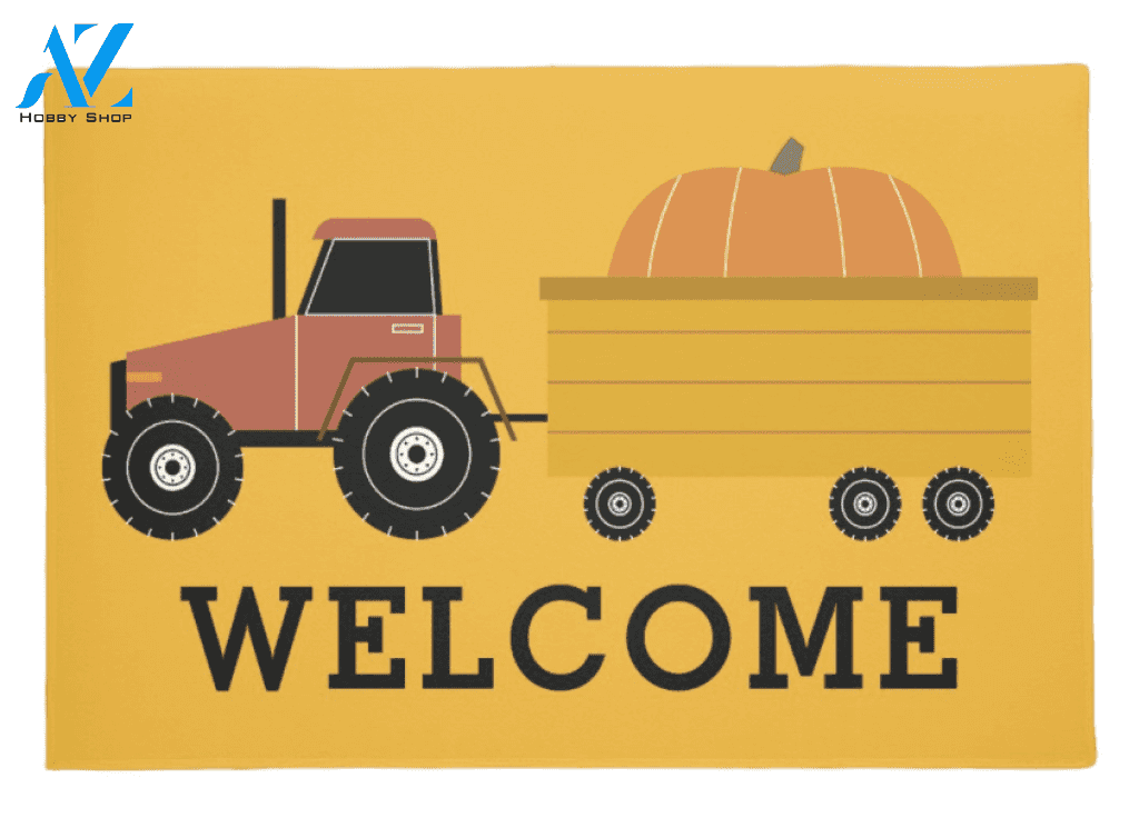 Welcome Pumpkin Truck Halloween Vehicle Doormat Indoor And Outdoor Mat Entrance Rug Sweet Home Decor Housewarming Gift Gift for Friend Family Birthday New Home