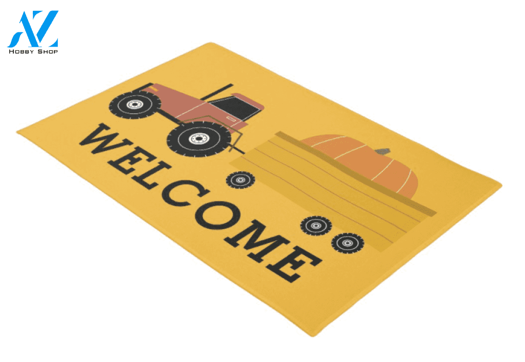 Welcome Pumpkin Truck Halloween Vehicle Doormat Indoor And Outdoor Mat Entrance Rug Sweet Home Decor Housewarming Gift Gift for Friend Family Birthday New Home