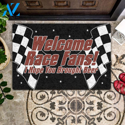 Personalized Name Family House Welcome Race Fans Doormat, Hope You Brought Beer Welcome Mat House Warming Gift Christmas Gift Decor