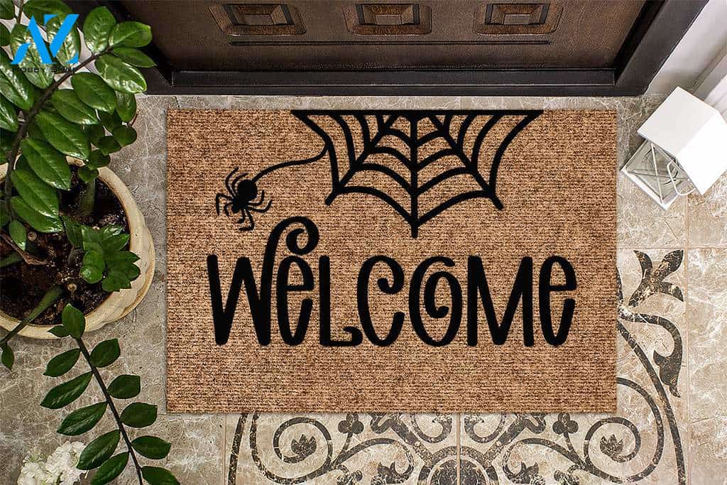 Welcome Spiderweb Halloween Doormat