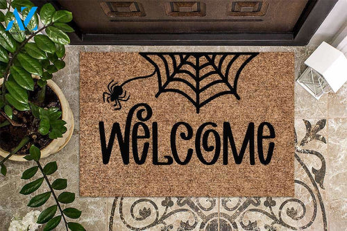 Welcome Spiderweb Halloween Doormat